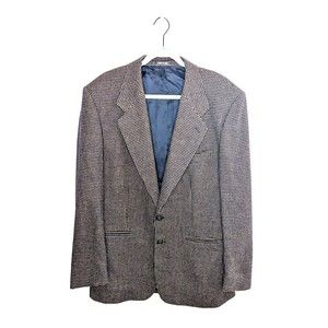 Zanetti Mens Blazer Sport Coat 50R Purple Dark Blue Wool Houndstooth 2 Button